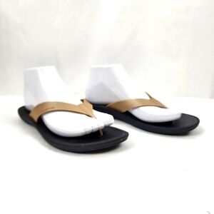 Okabashi Tan/Gold and Black Flip Flop Sandals 10 Inches Long